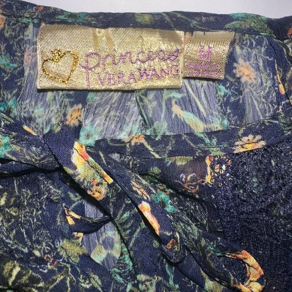 Vera Wang Princess Sheer Floral and Lace Blouse Size Med - Picture 5 of 6